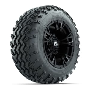 GTW® Vandal Matte Black/Machined 12 in Wheels with 22x11.00-12 Rogue All-Terrain Tires – Full Set