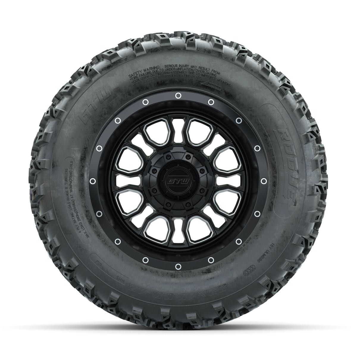 GTW Volt Machined/Black 12 in Wheels with 23x10.00-12 Rogue All Terrain Tires – Full Set
