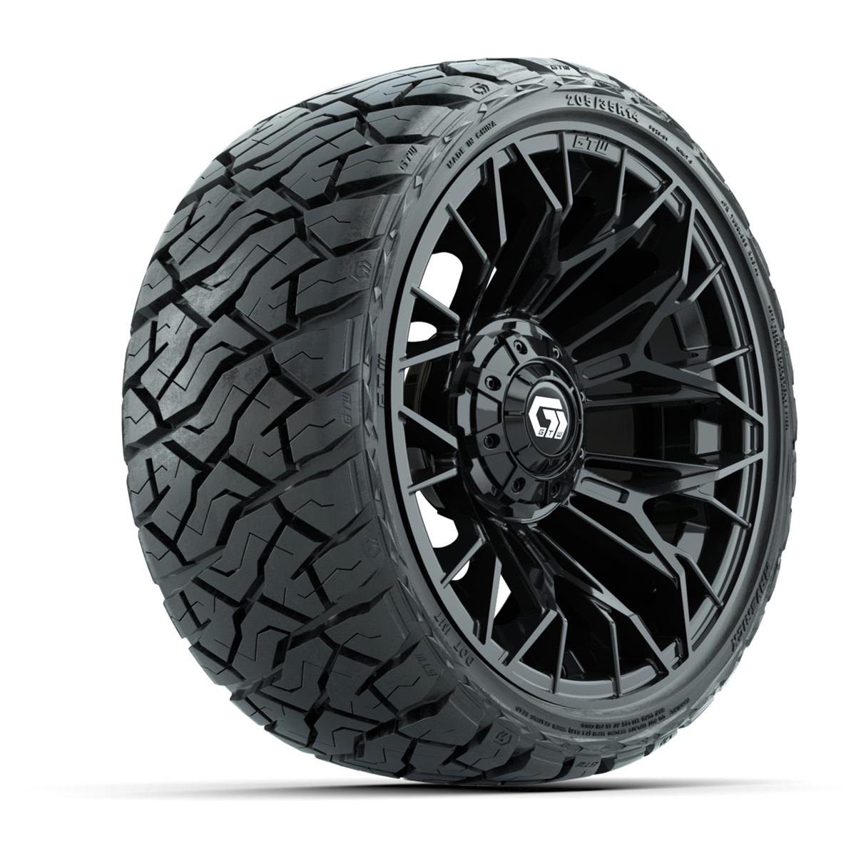 GTW Stellar Black 14 in Wheels with 205/35-R14 Maverick Low-Profile All-Terrain Tires – Full Set