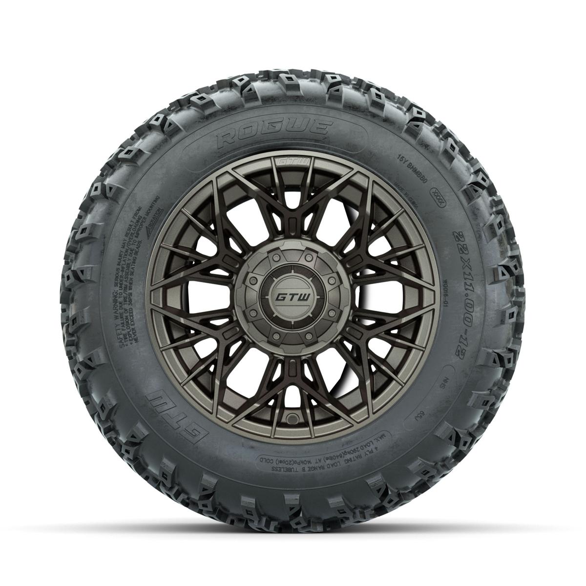 GTW Stellar Matte Bronze 12 in Wheels with 22x11.00-12 Rogue All Terrain Tires – Full Set