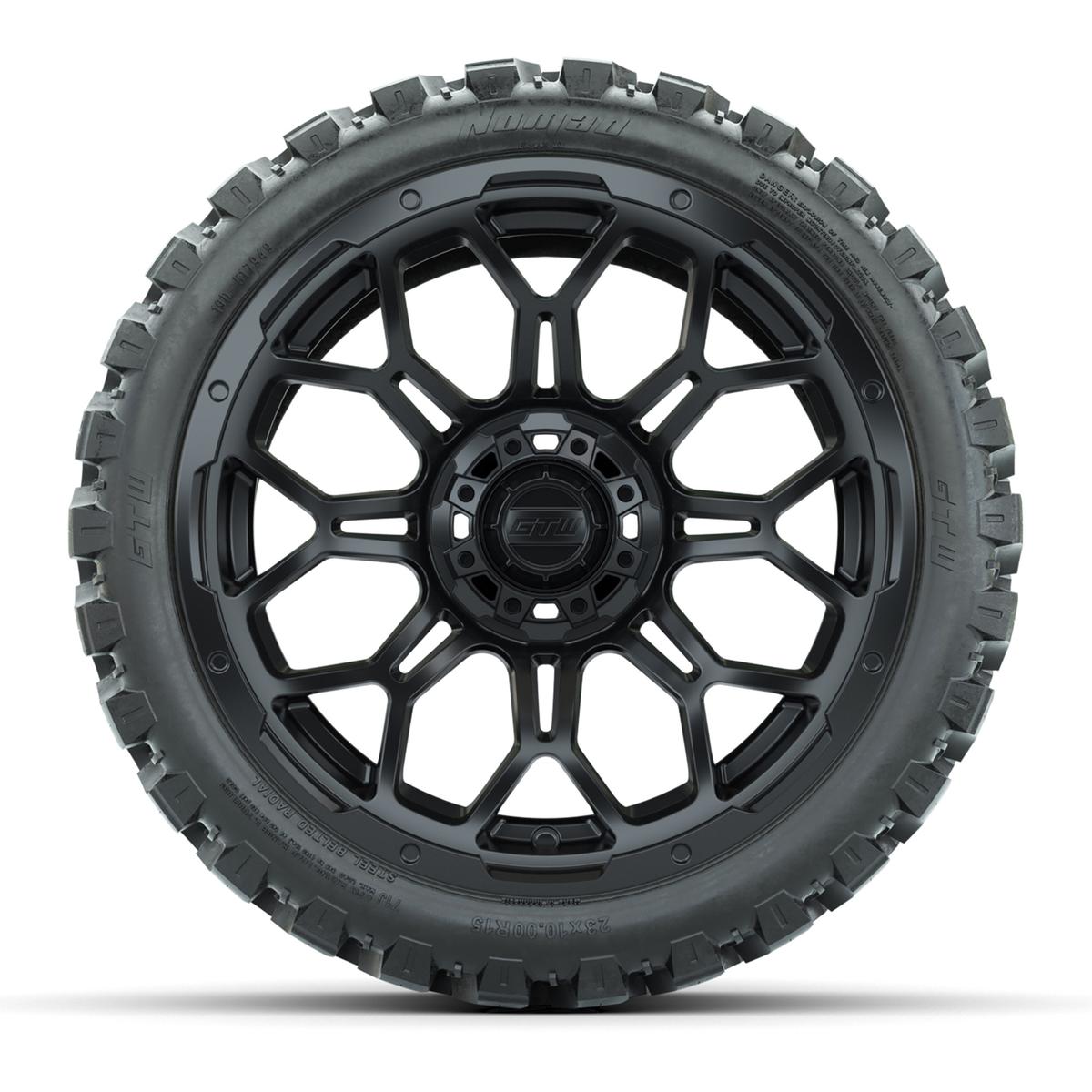 Set of (4) 15&Prime; GTW Bravo Matte Black Wheels with 23x10-R15 Nomad All-Terrain Tires