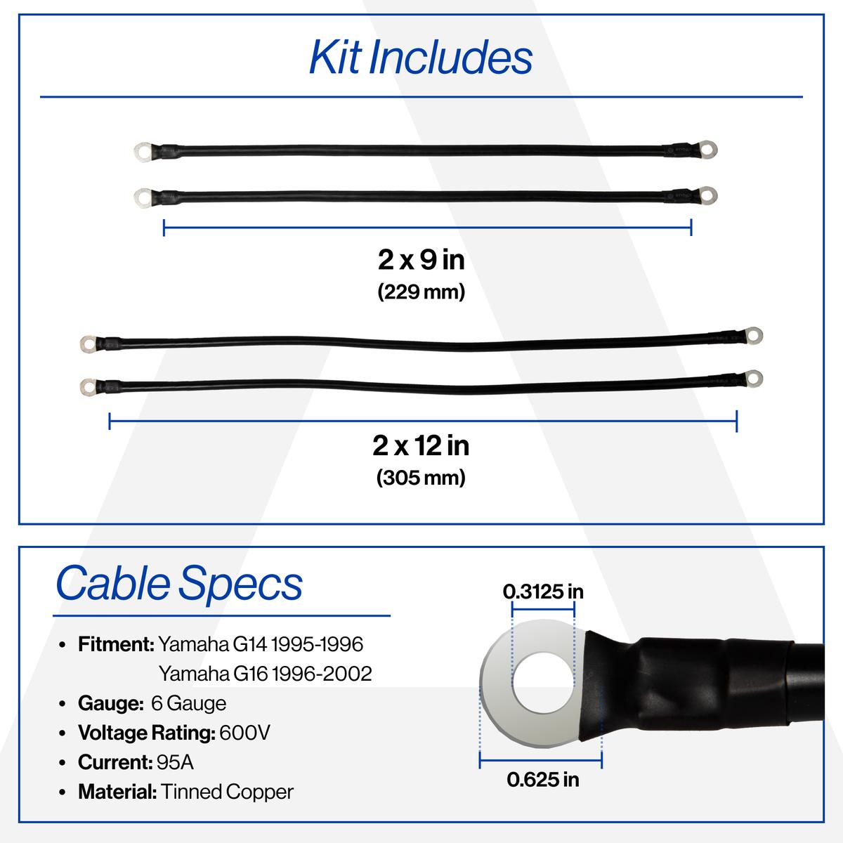 Yamaha G14 & G16 6-Gauge Battery Cable Set (Years 1995-2002)