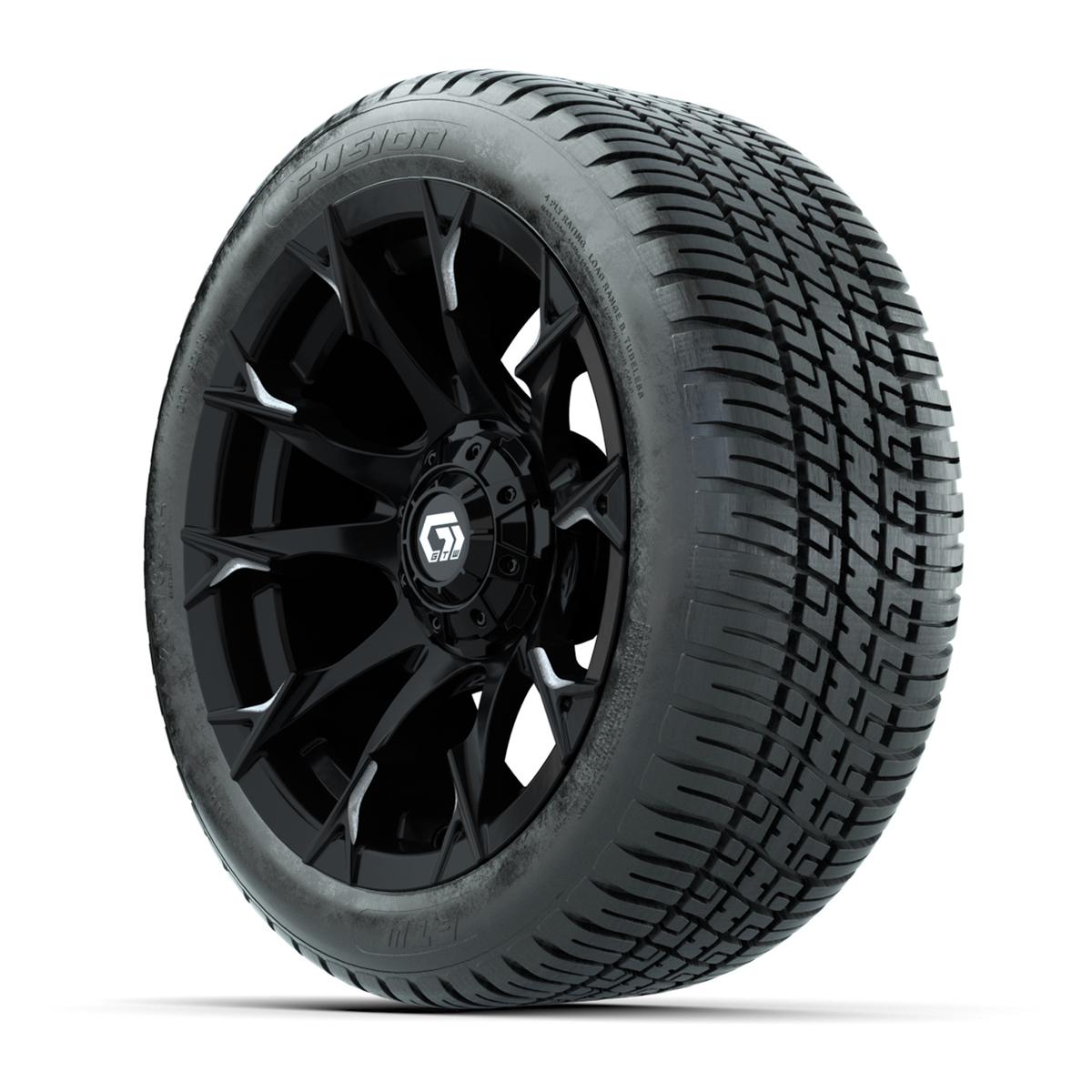 GTW® Diablo Gloss Black/Machined 14 in Wheels with 205/30-14 Fusion Street Tires – Full Set