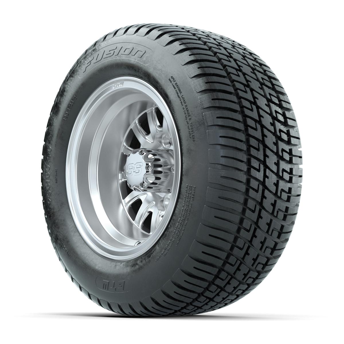 Set of 4 GTW Medusa Silver and Machined Wheels with Fusion Street Tires - 10 Inch