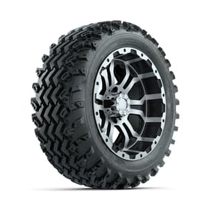 GTW Omega Machined/Black 14 in Wheels with 23x10.00-14 Rogue All Terrain Tires – Full Set