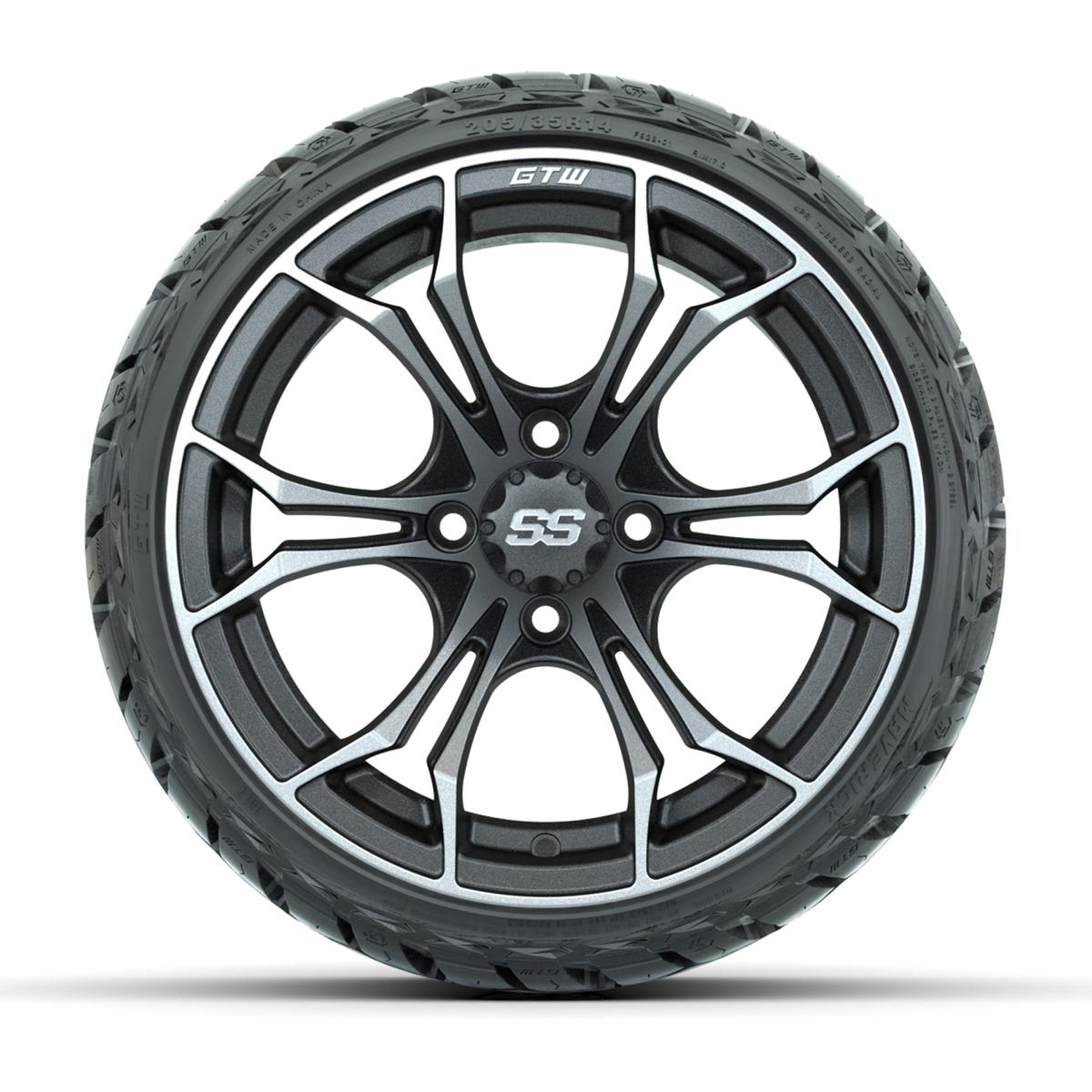 GTW&reg; Spyder Matte Black/Bronze 14 in Wheels with 205/35-R14 Maverick Low-Profile All-Terrain Tires – Full Set