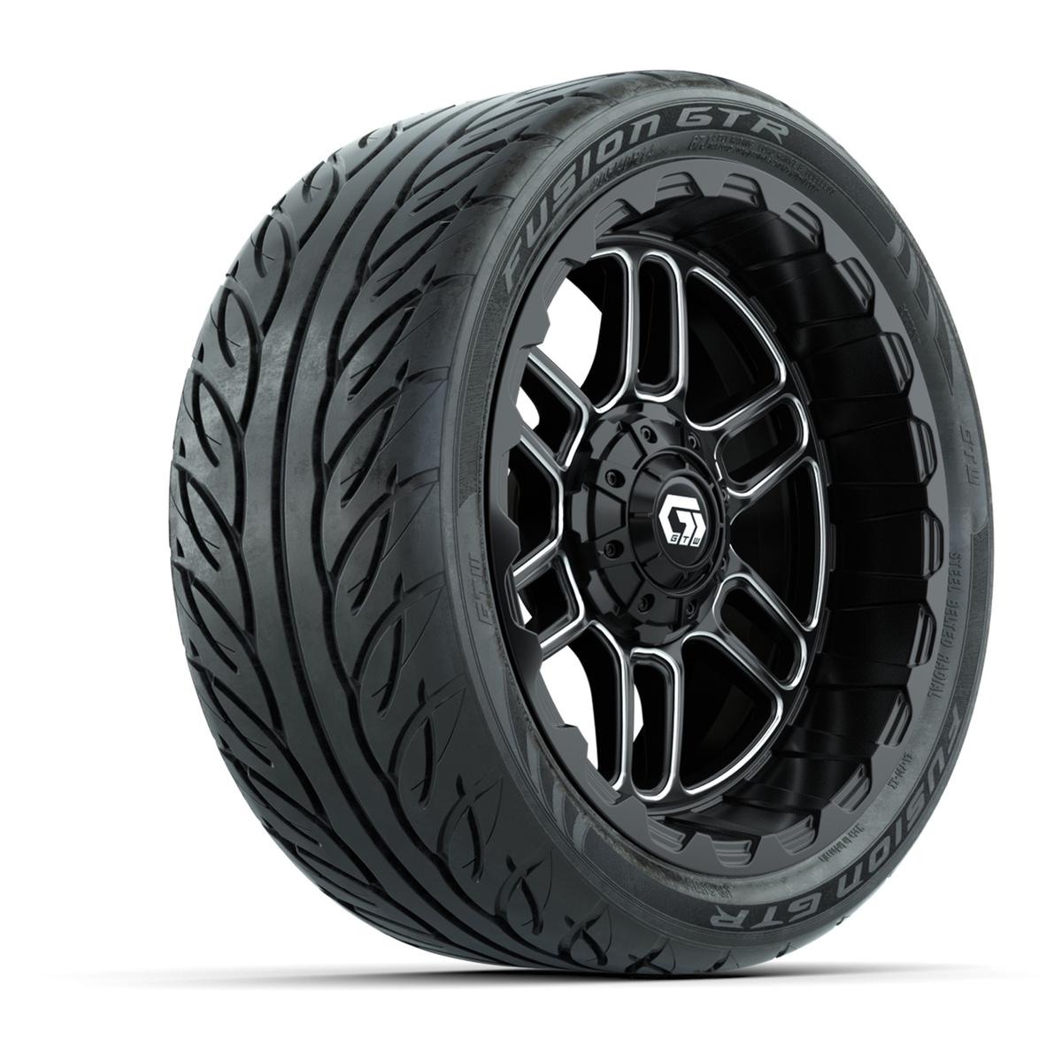 Set of (4) 14 in GTW® Titan Machined & Black Wheels with 205/40-R14 Fusion GTR Street Tires
