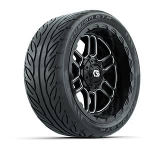 Set of (4) 14 in GTW® Titan Machined & Black Wheels with 205/40-R14 Fusion GTR Street Tires
