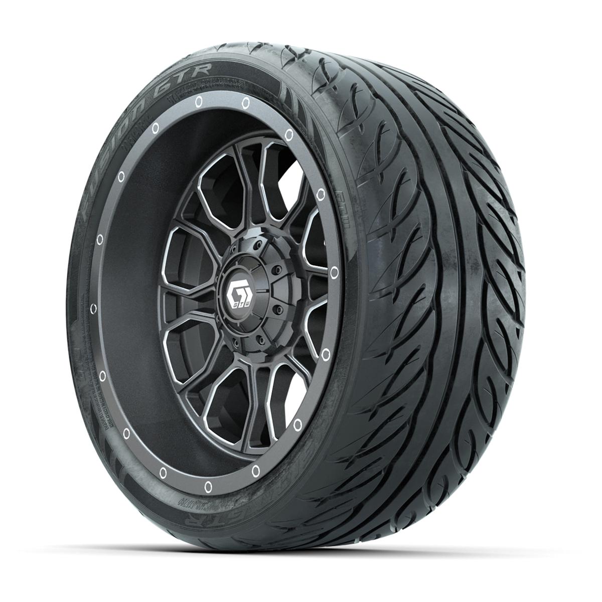 GTW Volt Gunmetal/Machined 14 in Wheels with 205/40-R14 Fusion GTR Street Tires - Full Set