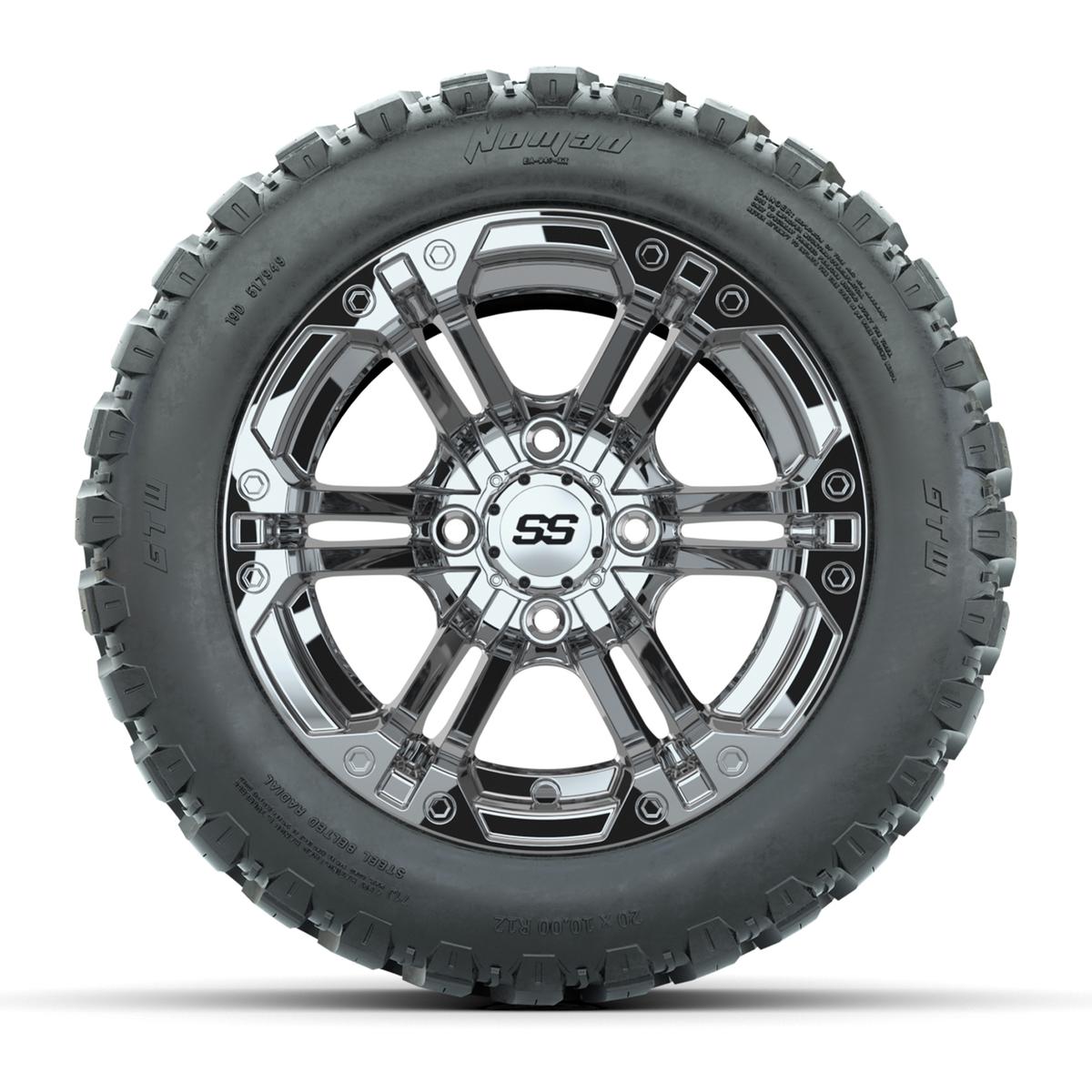 GTW&reg; Specter Chrome 12 in Wheels with 20X10-12 Nomad Steel Belt Radial All-Terrain Tires – Full Set