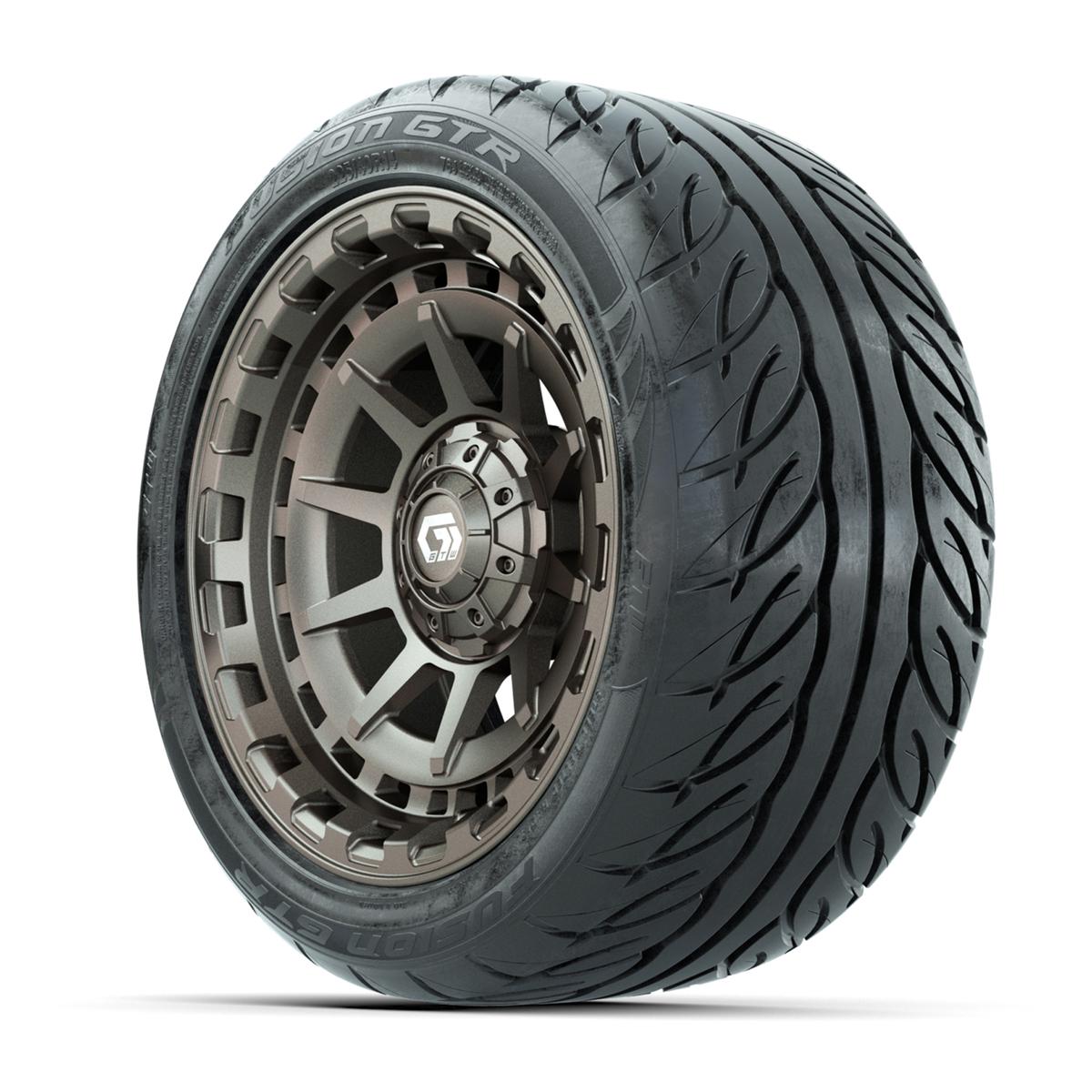GTW&reg; Barricade Bronze 14 in Wheels with 225/40-R14 Fusion GTR Steel Belt Radial Street Tires – Full Set