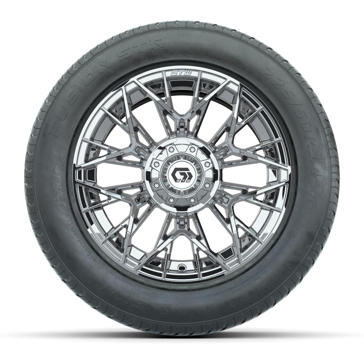 GTW&reg; Stellar Chrome 14 in Wheels with 255/50-R14 Fusion STR DOT Approved Street Tires - Full Set