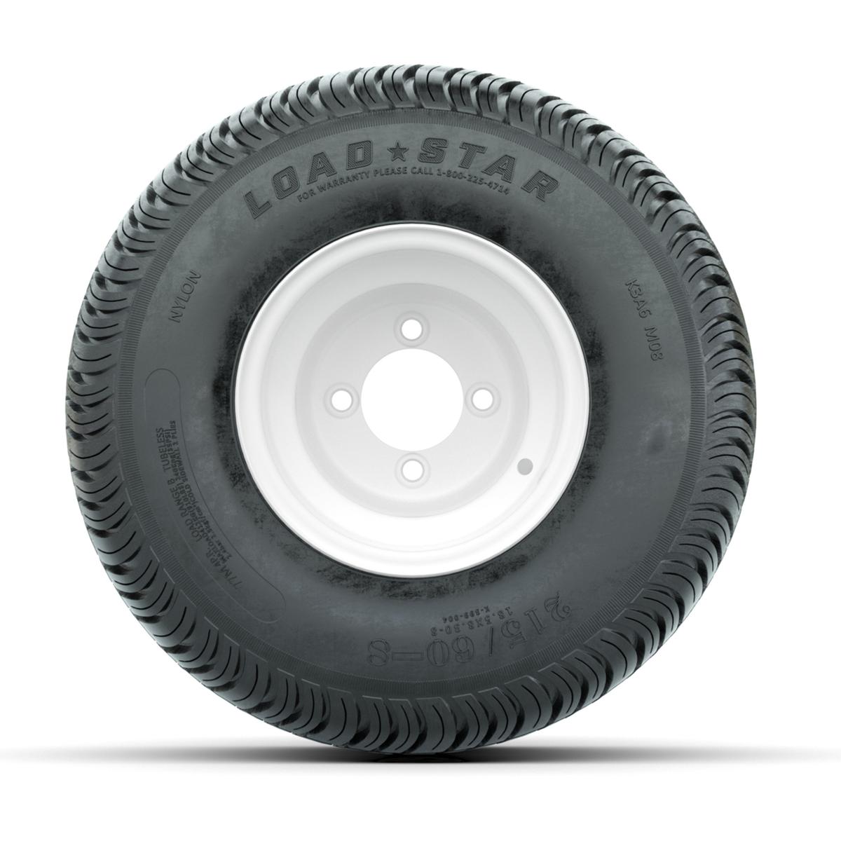 Set of (4) 8 in White Steel Wheels with 18 in Kenda Load Star Tires