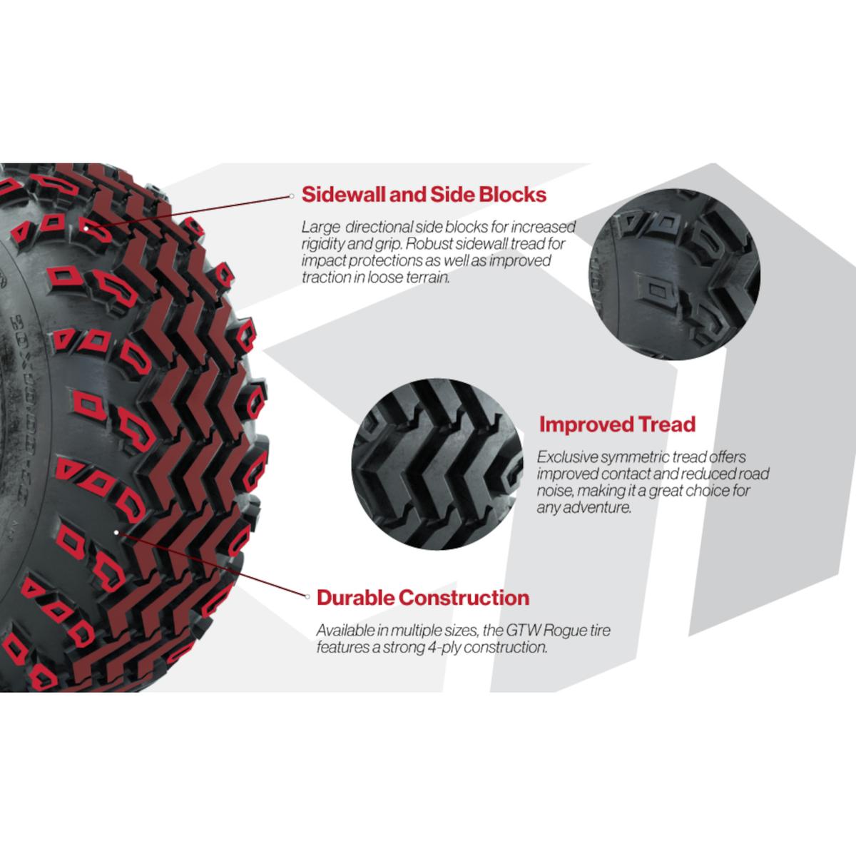 GTW&reg; Reaper Gloss Black 14 in Wheels with 23X10-R14 Rogue All-Terrain Tires - Full Set