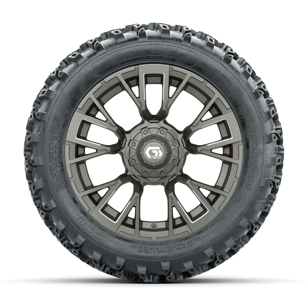 GTW&reg; Vandal Bronze/Machined 14 in Wheels with 23X10.00-14 Rogue All-Terrain Tires – Full Set