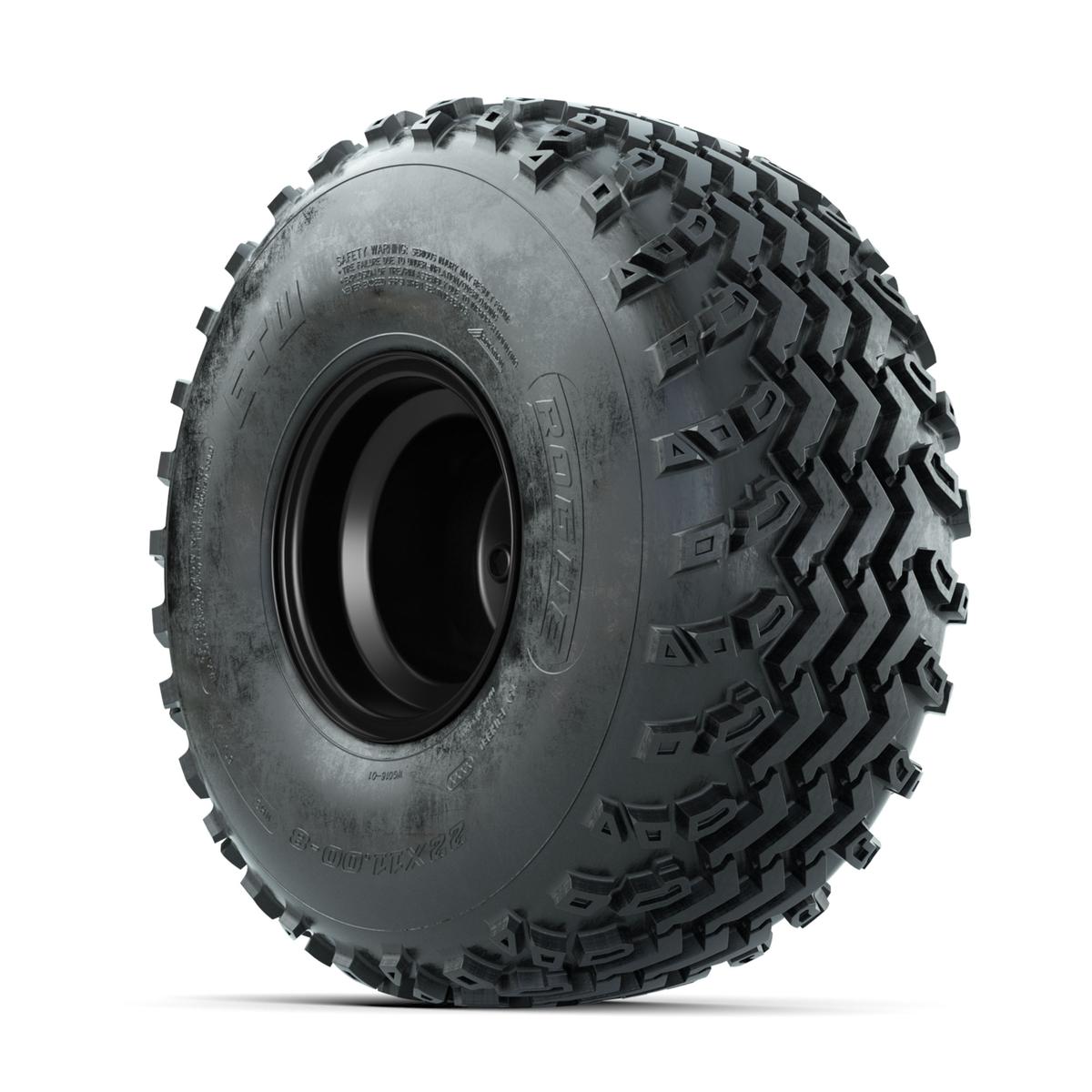 GTW Steel Matte Black 2:5 Offset 8 in Wheels with 22x11.00-8 Rogue All Terrain Tires – Full Set