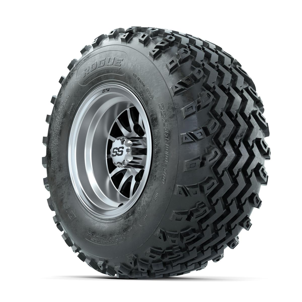 GTW Medusa Machined/Black 10 in Wheels with 22x11.00-10 Rogue All Terrain Tires – Full Set