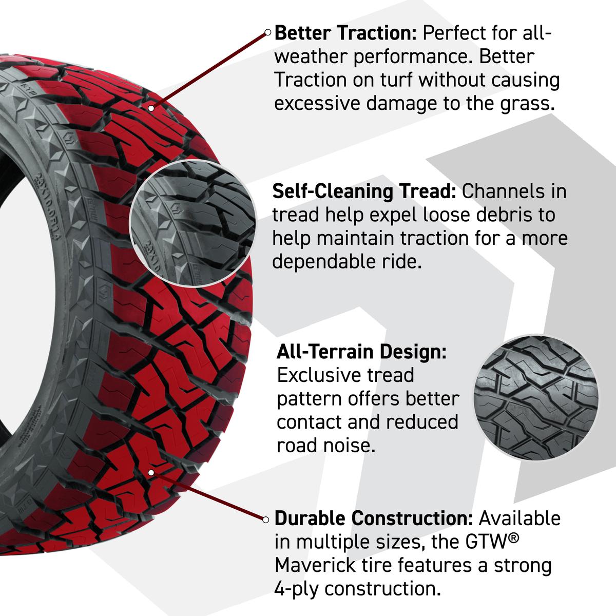 GTW Volt Black/Machined 14 in Wheels with 23x10.00-R14 Maverick All-Terrain Tires – Full Set