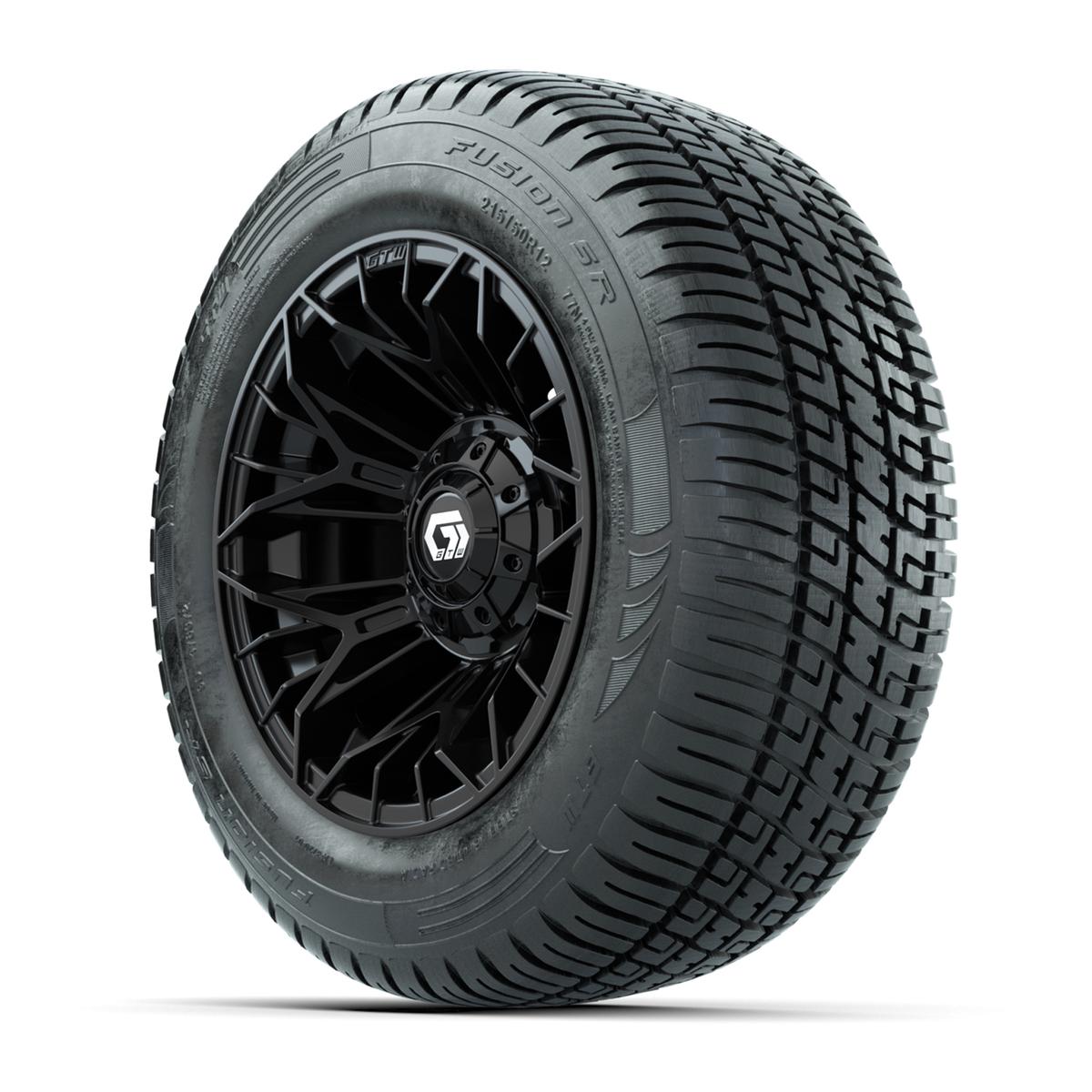 Set of (4) 12 in GTW® Stellar Black Wheels with 215/50-R12 Fusion S/R Street Tires