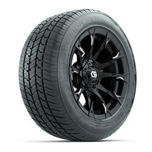 GTW&reg; Diablo Gloss Black and Machined 14 in Wheels with 255/50-R14 Fusion STR DOT Approved Street Tires - Full Set