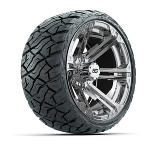 GTW Specter Chrome 14 in Wheels with 205/35-R14 Maverick Low-Profile All-Terrain Tires – Full Set