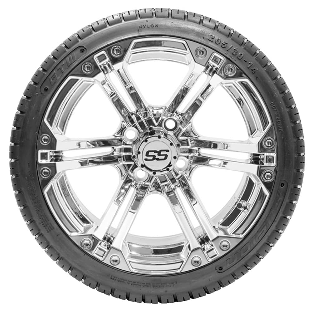 GTW Specter Chrome Wheels with 18in Fusion DOT Approved Street Tires - 14 Inch