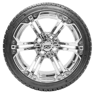 14” GTW Specter Chrome Wheels with 19” Fusion Street Tires – Set of 4