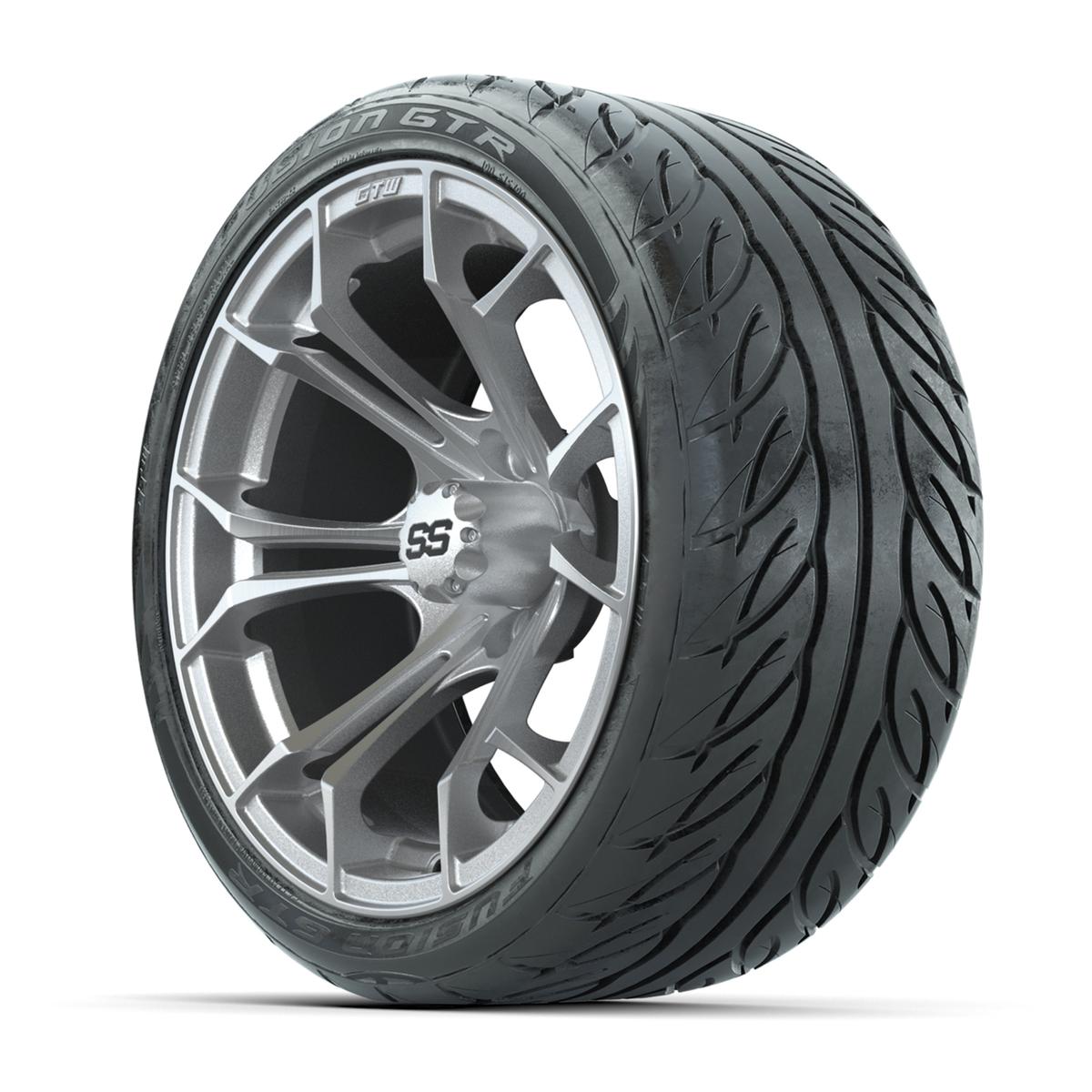 GTW Spyder Silver Brush 15 in Wheels with 215/40-R15 Fusion GTR Steel Belt Radial Street Tires – Full Set