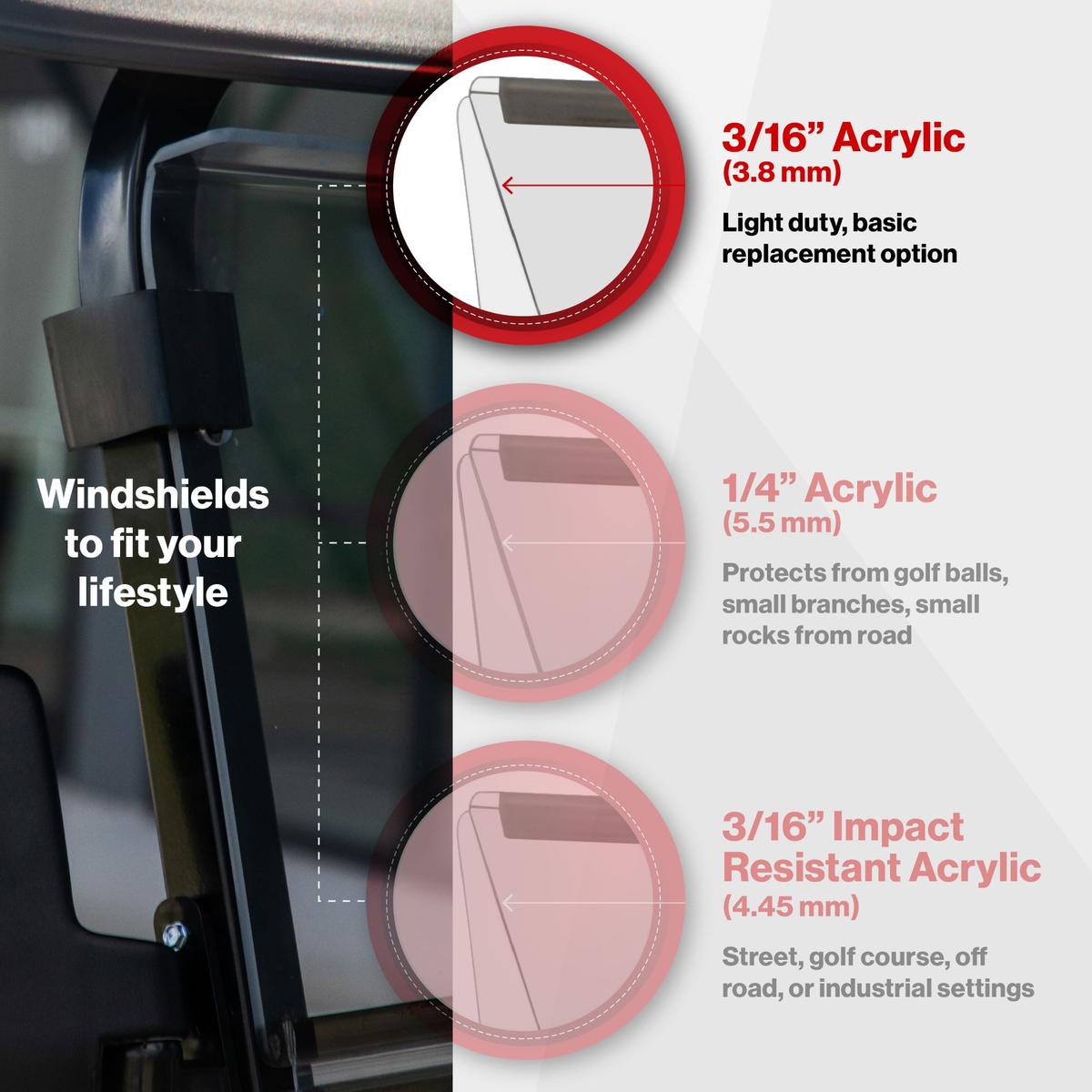 RedDot Clear Standard Folding Windshield for Epic E40FX with 4-Forward Facing Seats