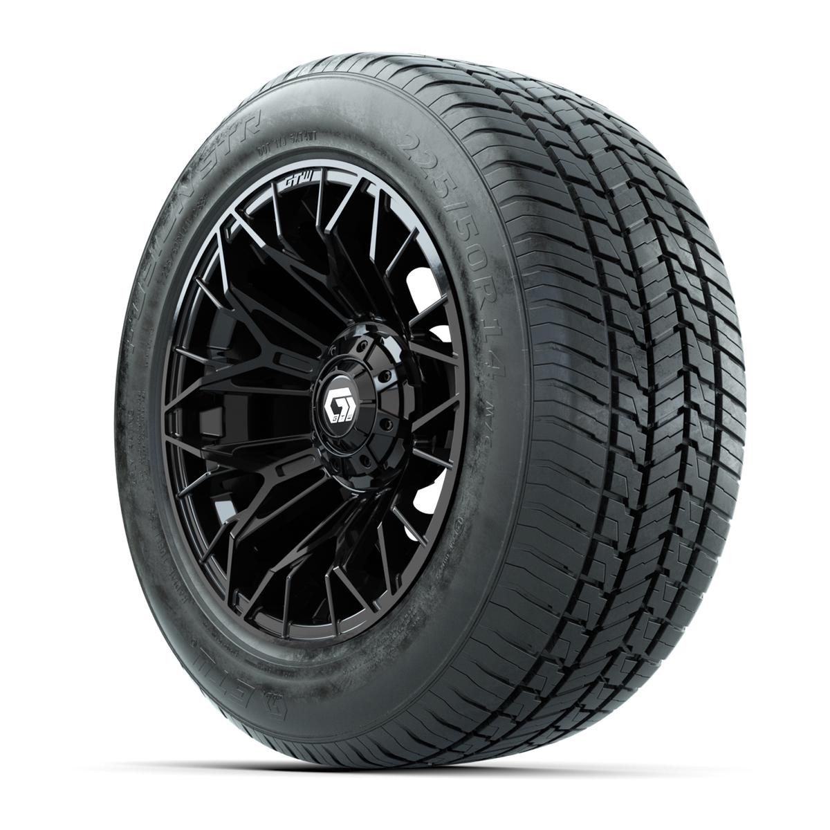 GTW&reg; Stellar Matte Black 14 in Wheels with 255/50-R14 Fusion STR DOT Approved Street Tires - Full Set