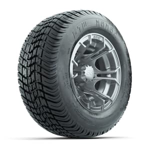 GTW Spyder Silver Brush 10 in Wheels with 205/50-10 Mamba Street Tires – Full Set
