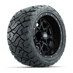 GTW Vortex Matte Black 12 in Wheels with 215/40-R12 Maverick Low-Profile All-Terrain Tires – Full Set