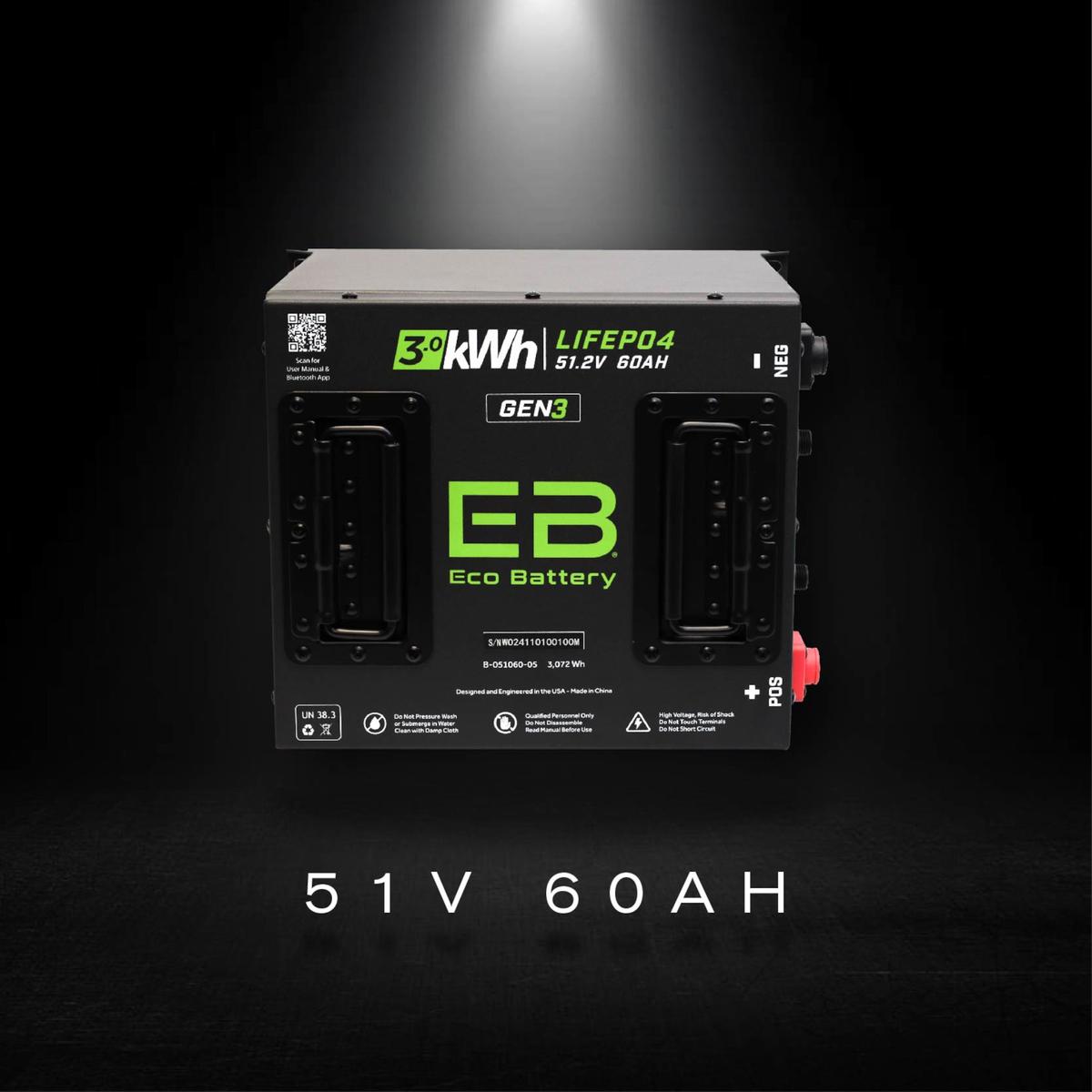 EZGO TXT Eco Lithium 51V 60Ah GEN3 Battery Bundle - Cube