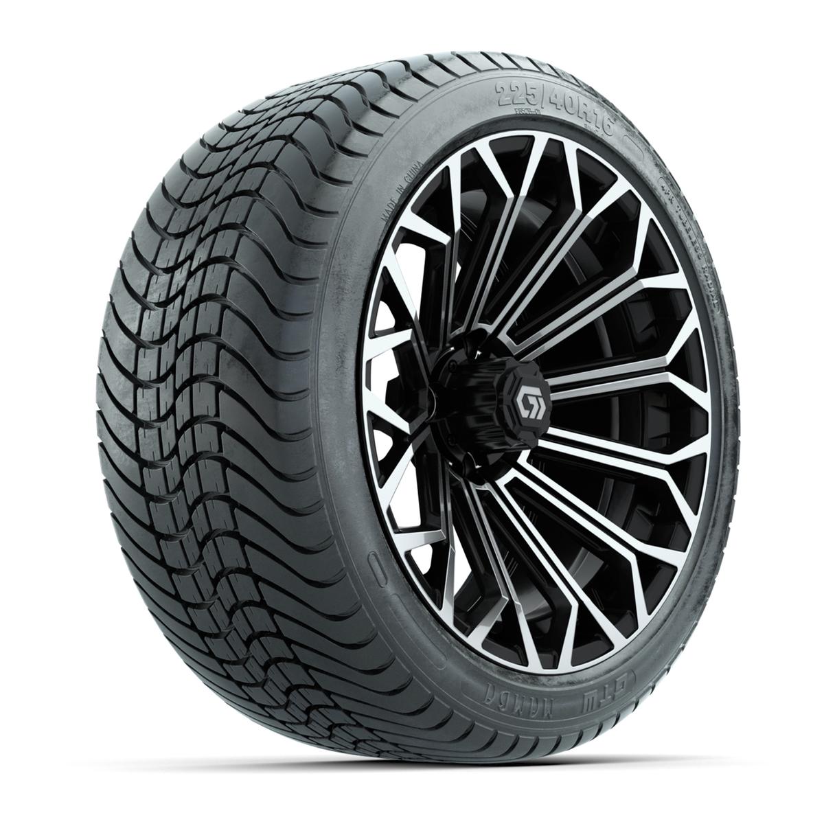 GTW&reg; Phantom Black/Machined 16 in Wheels with 225/40-R16 Mamba Street Tires - Full Set