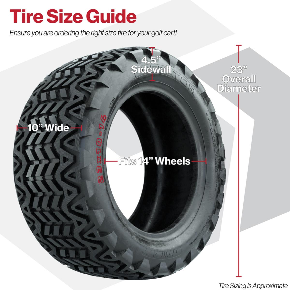 GTW&reg; Reaper Black/Machined 14 in Wheels with 23X10-14 Predator All-Terrain Tires - Full Set