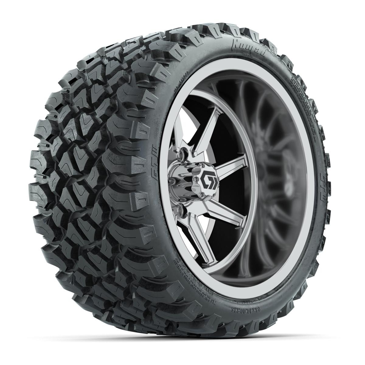 GTW&reg; Reaper Chrome 15 in Wheels with 23X10-R15 Nomad Steel Belted Radial All-Terrain Tires - Full Set