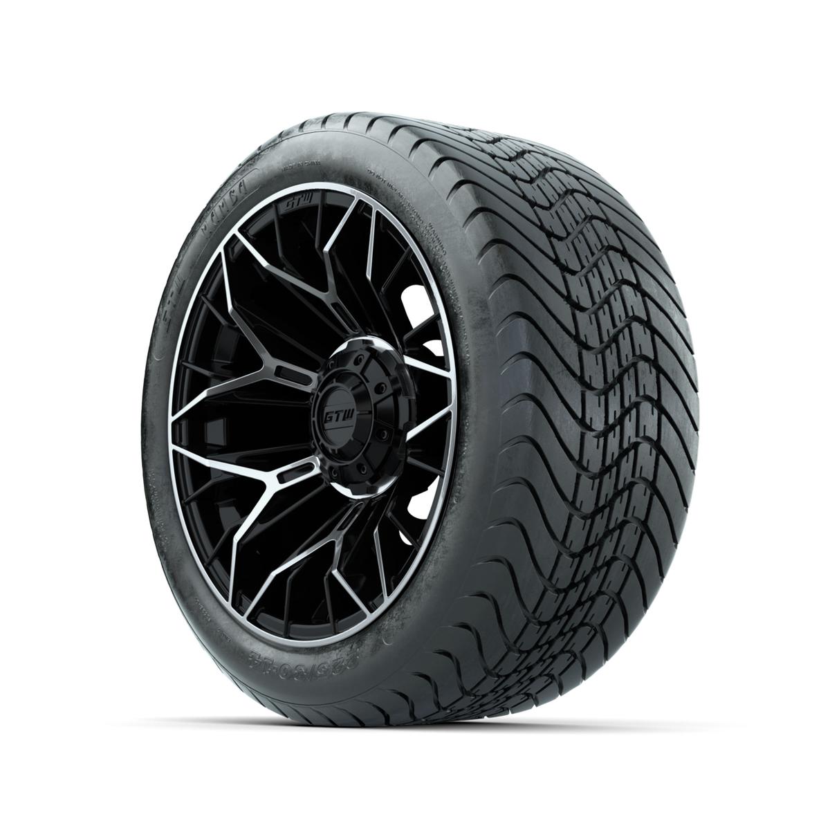 Set of (4) 14 in GTW® Stellar Machined & Black Wheels with 225/30-14 Mamba Street Tire