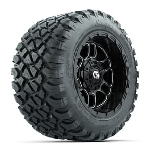 Set of (4) 12 in GTW® Titan Machined & Black Wheels with 22x11-R12 Nomad All-Terrain Tires
