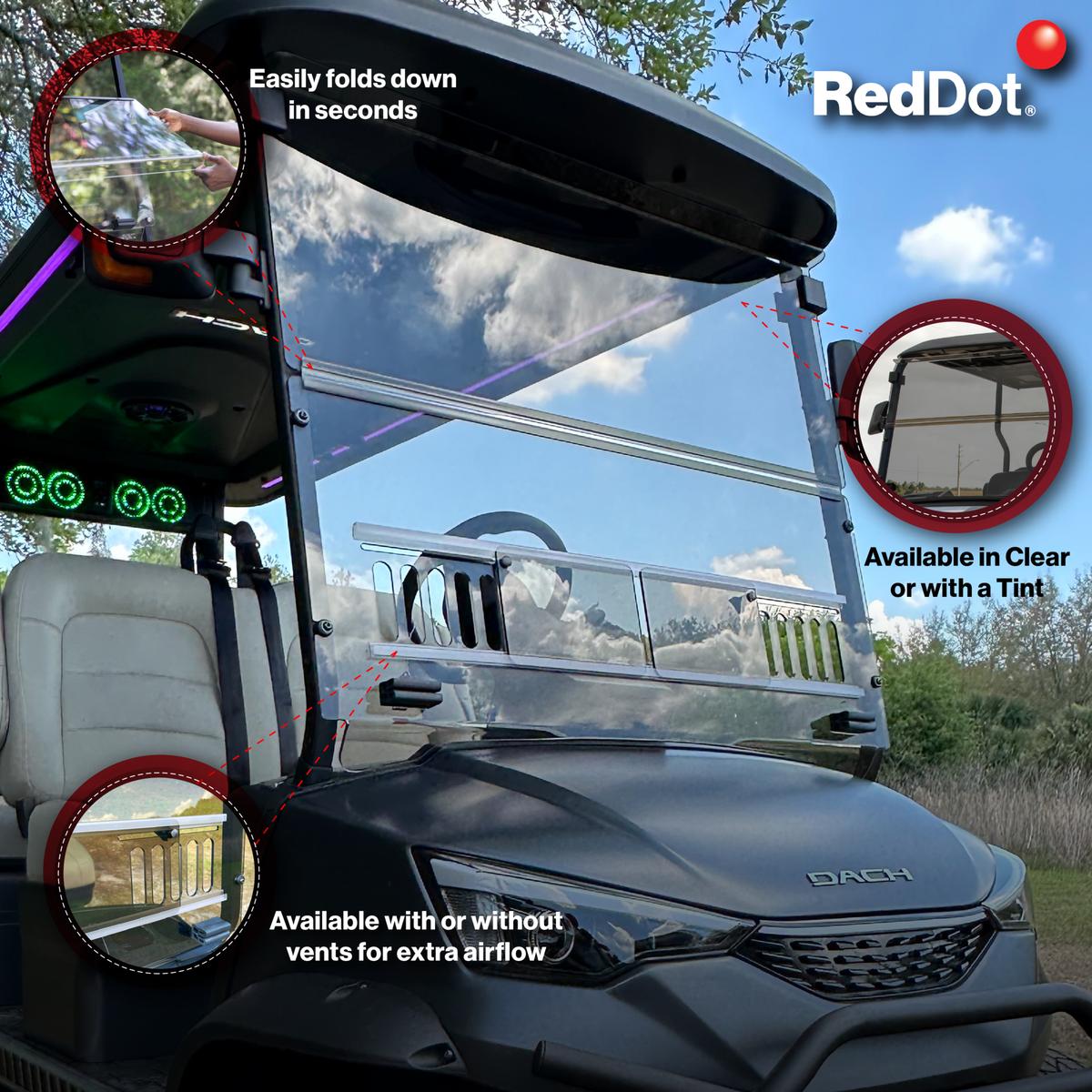 RedDot DACH Apollo Clear Vented Folding Windshield (Years 2025-Up)