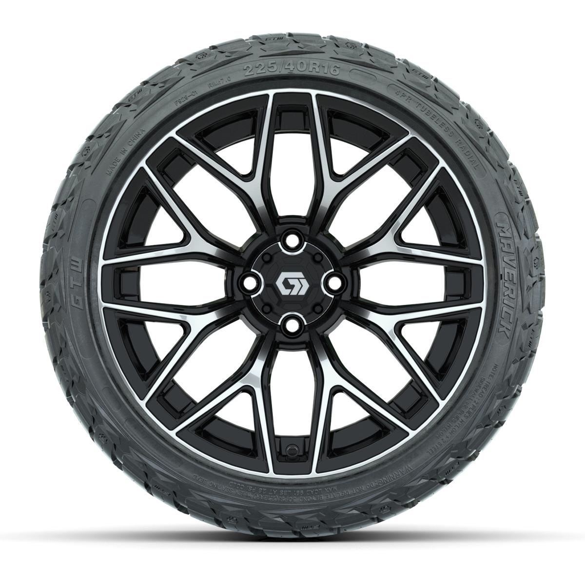 GTW&reg; Monaco Black/Machined 16 in Wheels with 225/40-R16 Maverick Hybrid Tires - Full Set