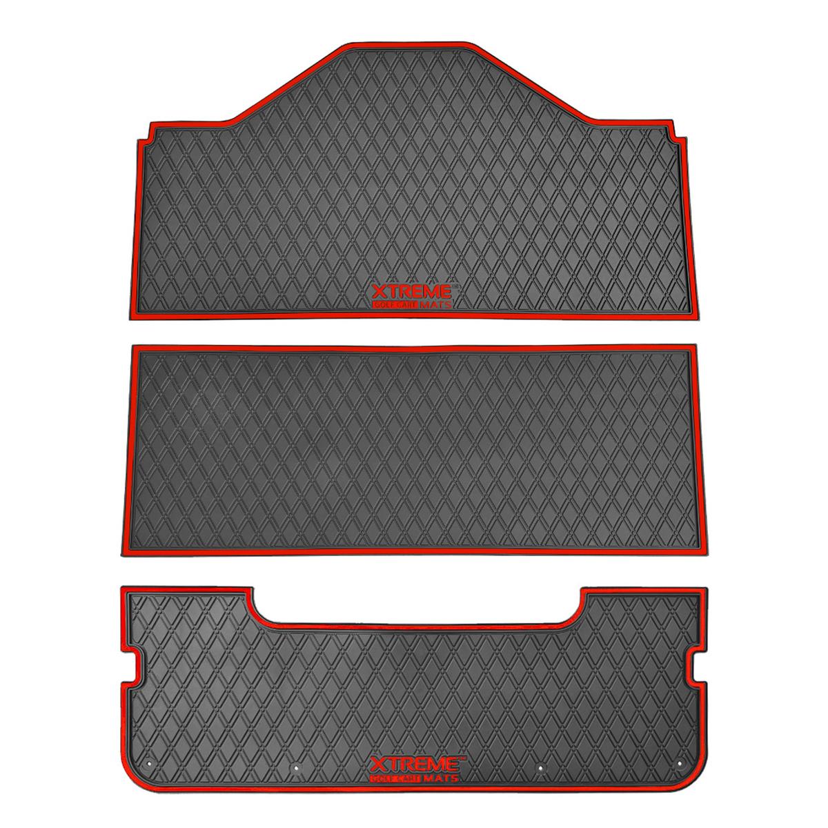 Xtreme Front, Middle, & Rear Floor Mats for Evolution D5 Ranger & Maverick – Black/Red