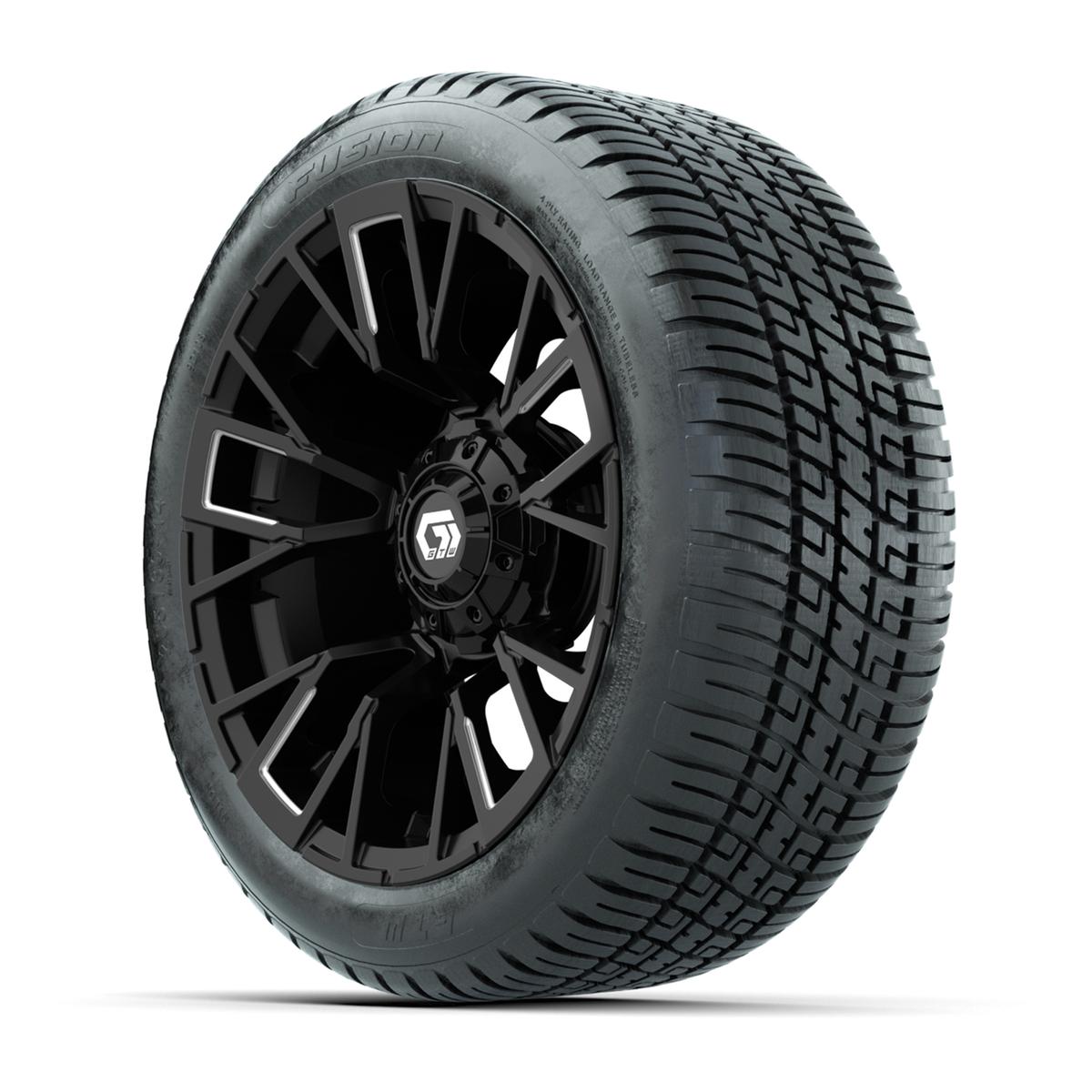 GTW® Vandal Matte Black/Machined 14 in Wheels with 205/30-14 Fusion Street Tires – Full Set