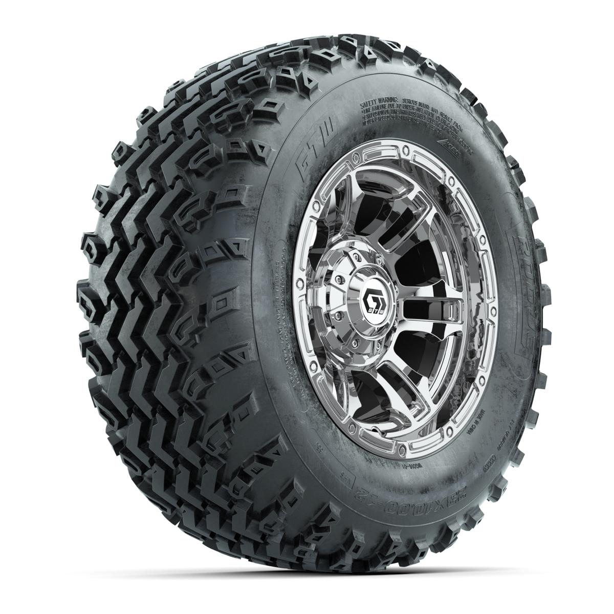 GTW&reg; Shogun Chrome 12 in Wheels with 23X10.00-12 Rogue All-Terrain Tires – Full Set