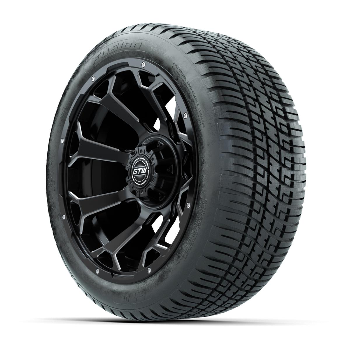 GTW&reg; Raven Matte Black/Ball Milled 14 in Wheels with 205/30-R14 Fusion Street Tires – Full Set