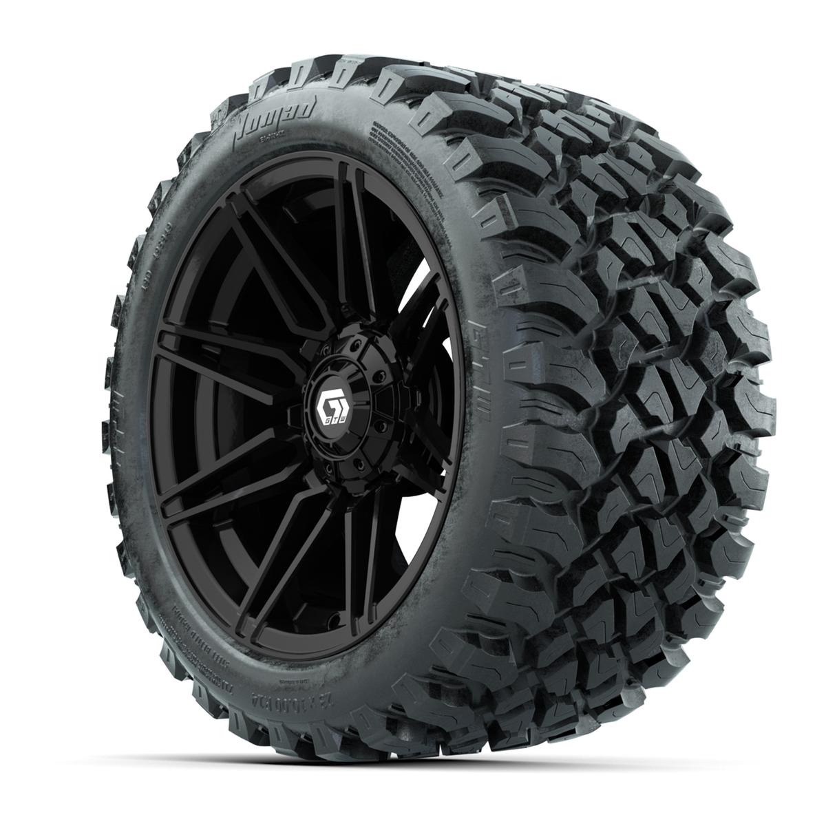GTW&reg; Stealth Black/Machined 14 in Wheels with 23X10-R14 Nomad Steel Belt Radial All-Terrain Tires – Full Set