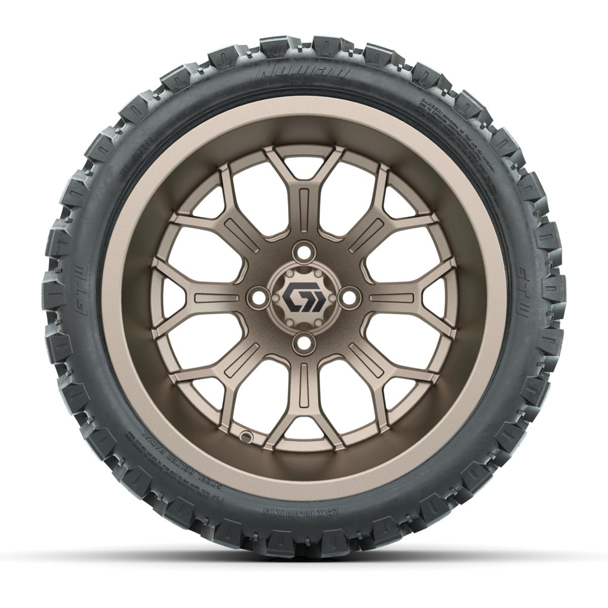 GTW&reg; Assault Matte Bronze 15 in Wheels with 23X10-R15 Nomad Steel Belted Radial All-Terrain Tires - Full Set