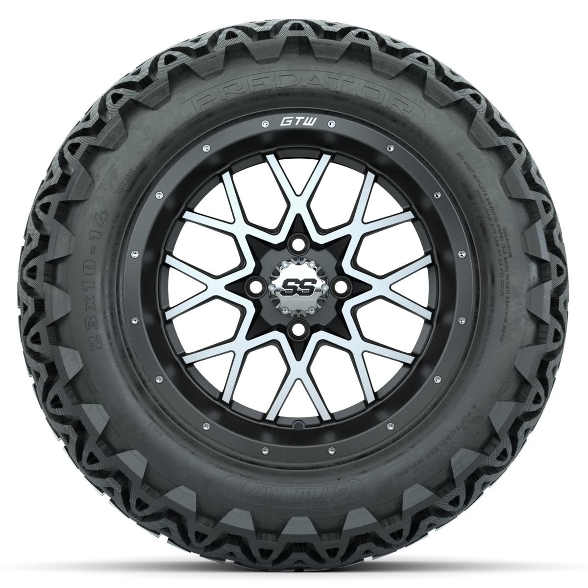 Set of (4) 14 in GTW Vortex Wheels with 23x10-14 GTW Predator All-Terrain Tires