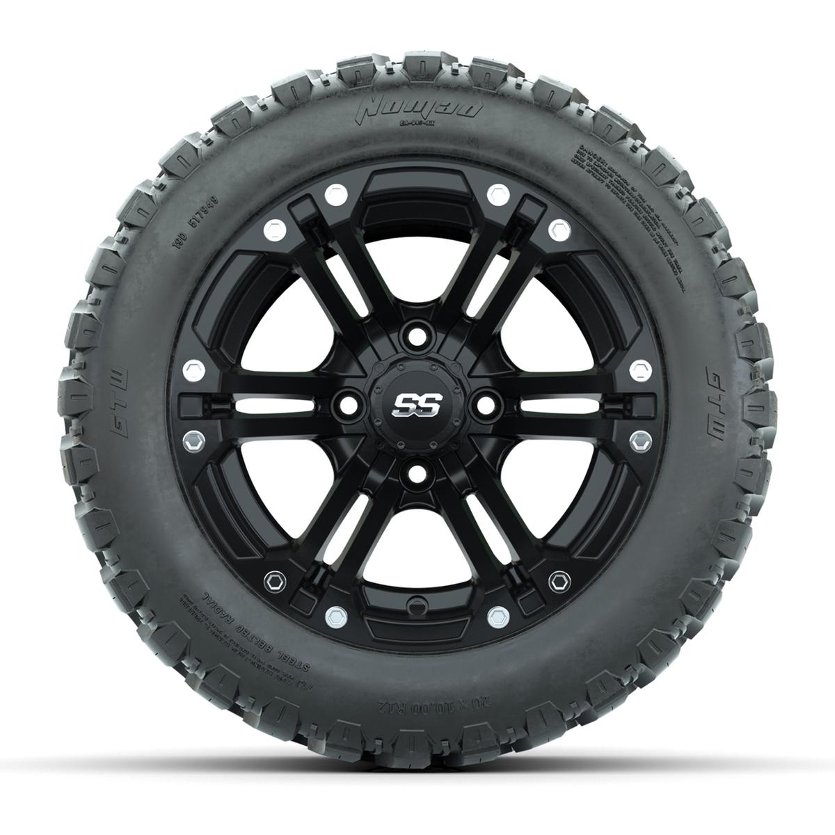 GTW&reg; Specter Matte Black 12 in Wheels with 20X10-12 Nomad Steel Belt Radial All-Terrain Tires – Full Set
