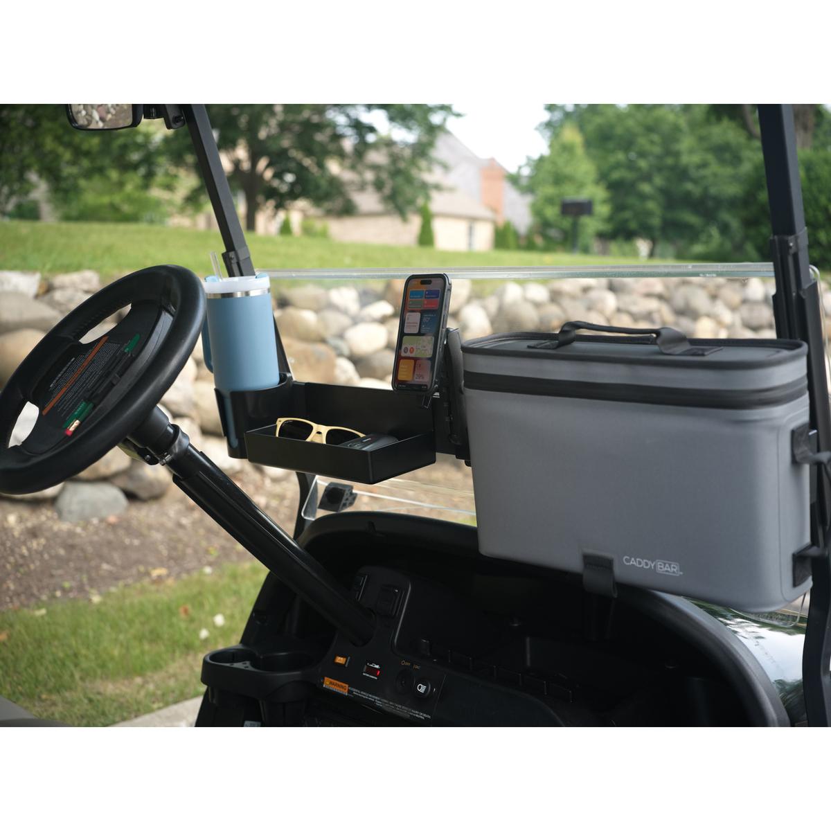 CADDYBAR&#8482; with One Tray, One Mobile Device Holder, One Cooler, and One Oversized Cup Holder Bundle