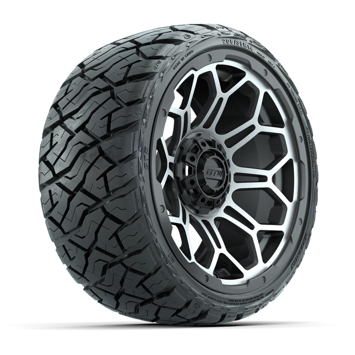 GTW&reg; Bravo Matte Gray/Machined 14 in Wheels with 205/35-R14 Maverick Low-Profile All-Terrain Tires – Full Set